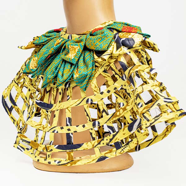 yellow and green Afritude cape 4 Afritude Neck Cape for Sale – Handmade African Afritude Neck Cape for sale with wax fabrics, available now at Baobabmart